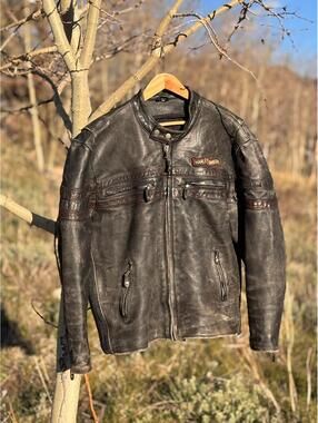Vintage Harley-Davidson Triple Vent System Winged Back Leather Jacket - XL